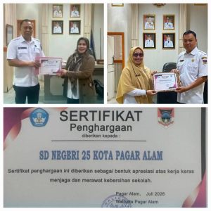 ‎SDN 13 dan SDN 25 Dapat Penghargan Kategori Sekolah Terbersih Dari Walikota Pagaralam ‎